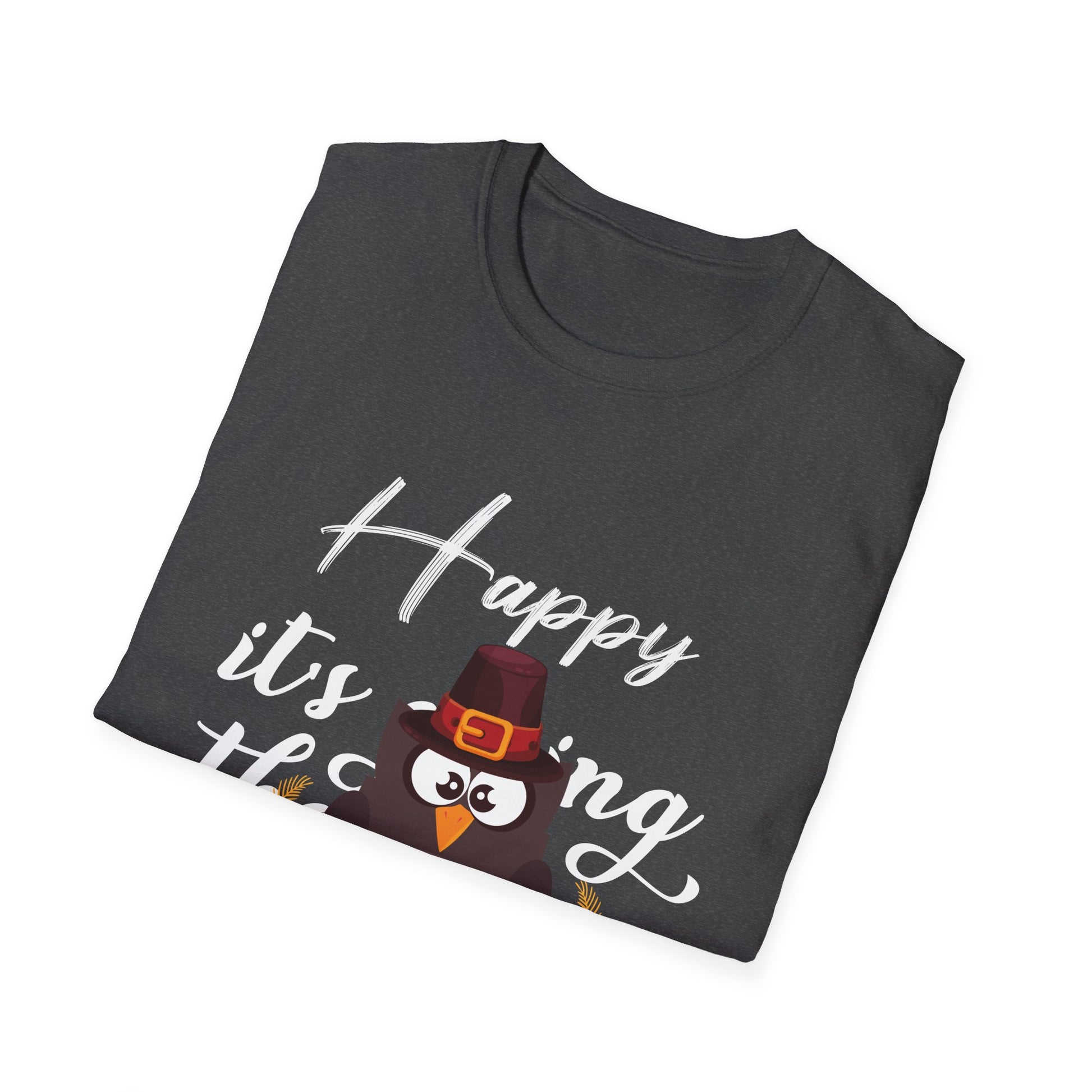 Thanksgiving T-Shirt — "Happy it's turkey time Thanksgiving" Cute Pilgrim Turkey Tee