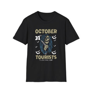 Halloween 'October Tourists' T-Shirt – Skull & Bats October 31 Graphic Tee