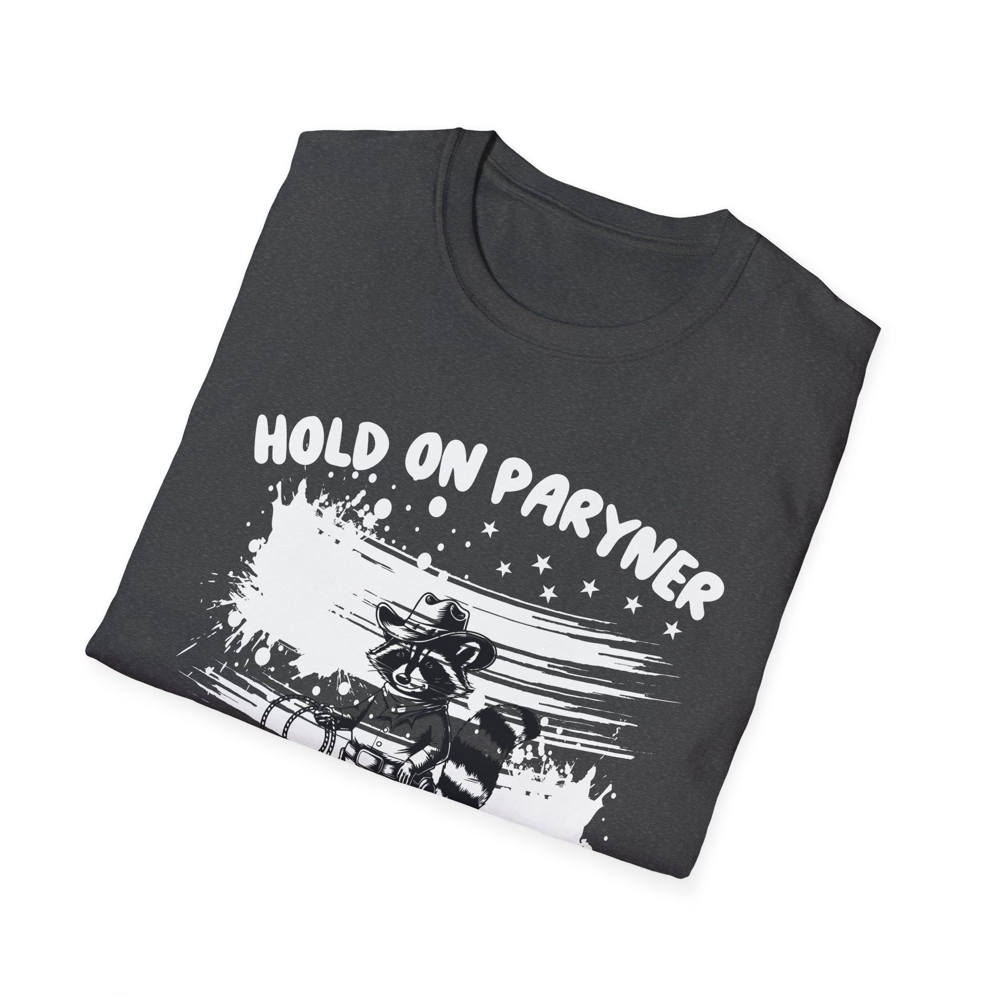 Overstimulated Raccoon T-Shirt — "Hold On Paryner I’m Overstimulated" Funny Graphic Tee