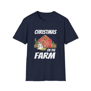 Christmas on the Farm T-Shirt — Holiday Barn & Snowman Farmhouse Tee