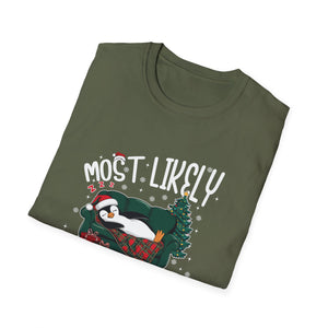 Most Likely To Nap On Christmas Funny Family Christmas Unisex Softstyle T-Shirt