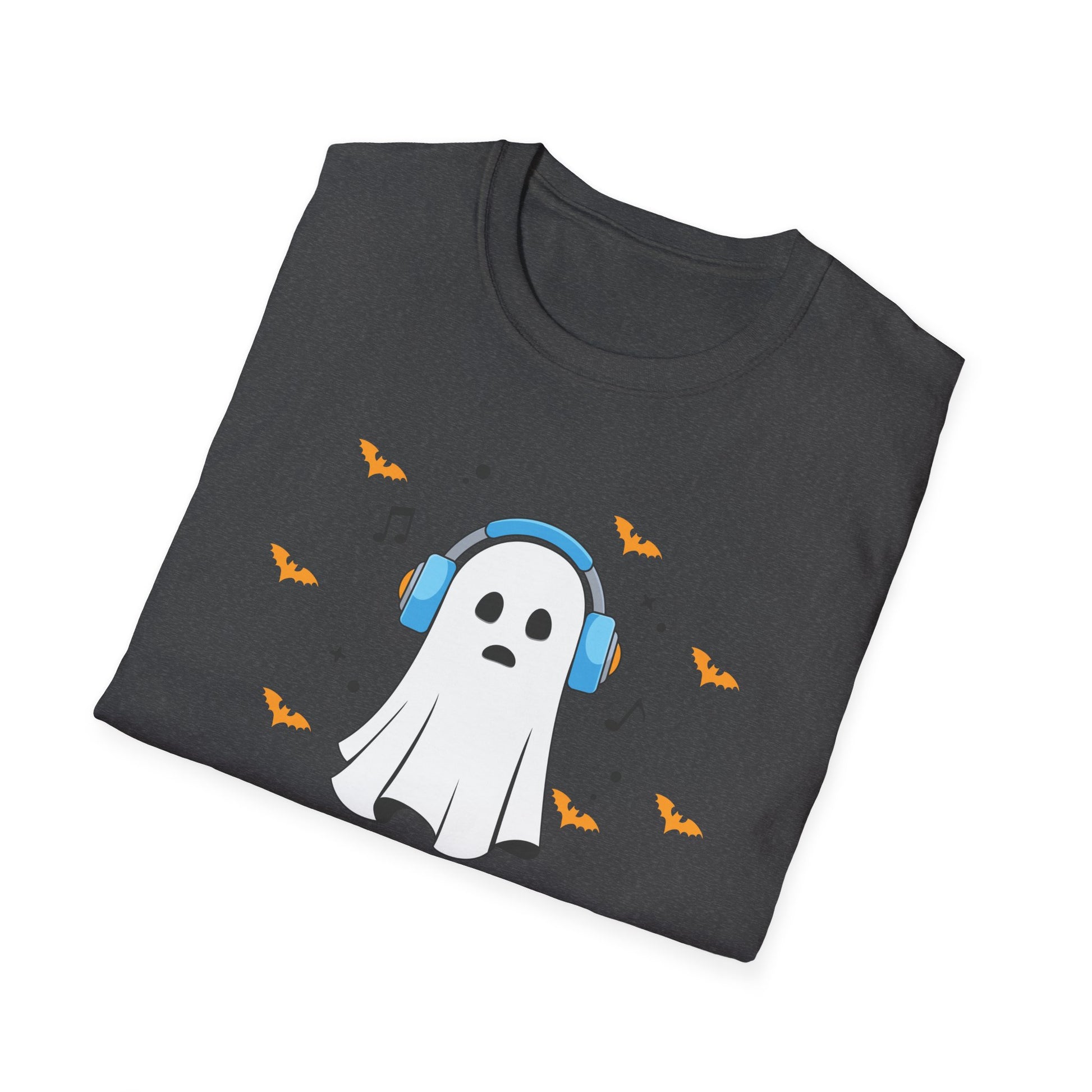 Ghost Producer T-Shirt — Cute Ghost with Headphones Halloween Music Tee