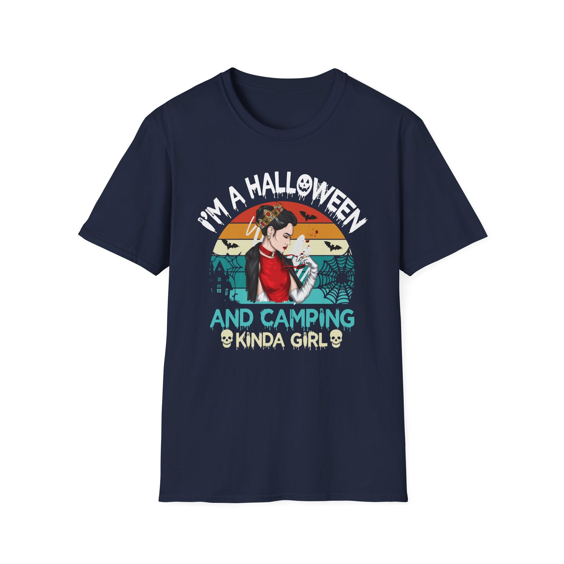 Halloween & Camping T-Shirt — “I’m a Halloween and Camping Kinda Girl” Retro Graphic Tee