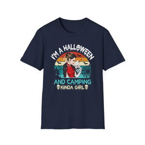 Halloween & Camping T-Shirt — “I’m a Halloween and Camping Kinda Girl” Retro Graphic Tee