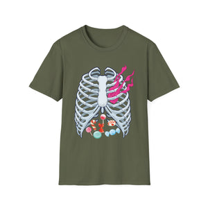 Skeleton Chest Candy T-Shirt — Halloween Candy Ribcage Graphic Tee