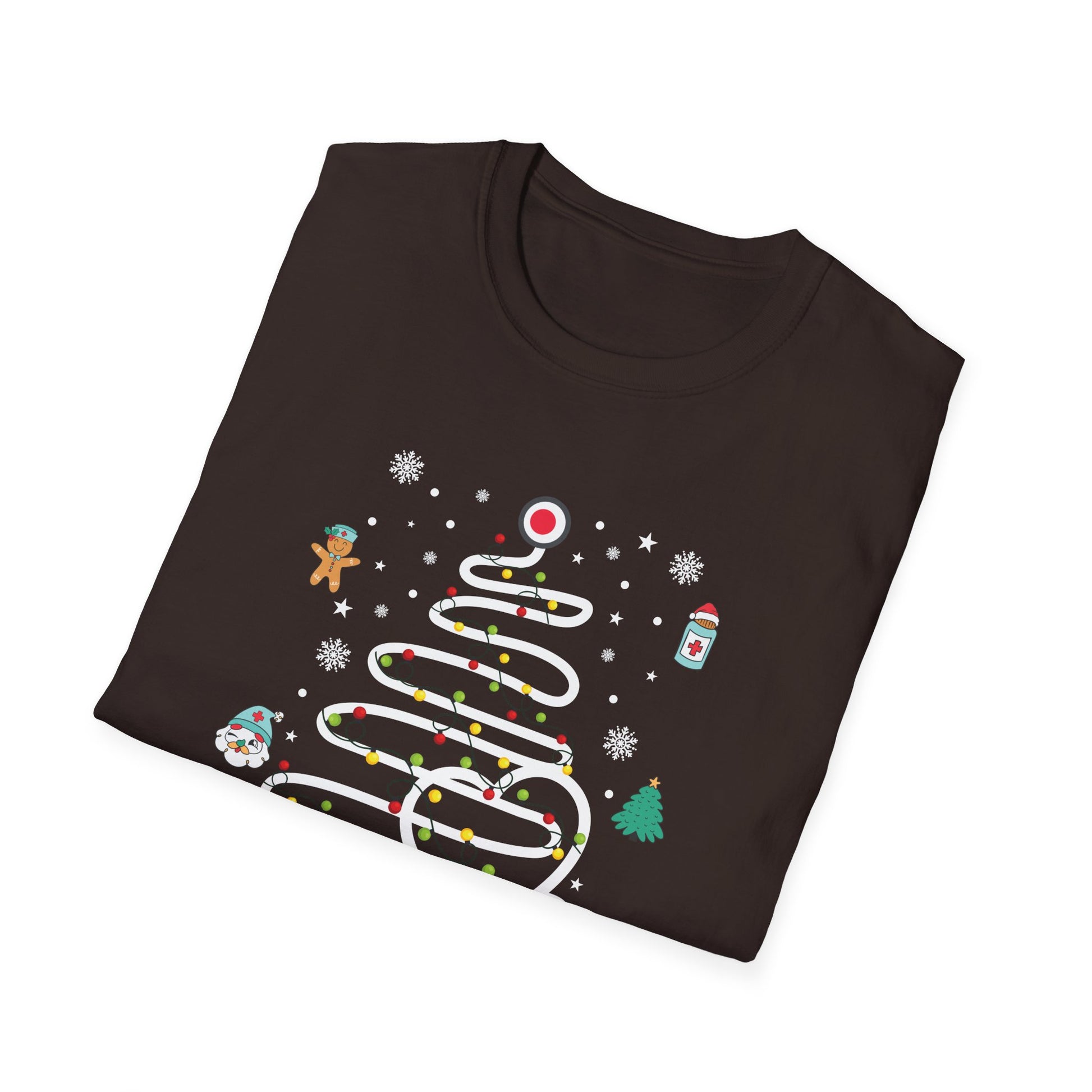 Nurse Christmas T-Shirt — Festive Holiday Tree & Medical Icons Tee