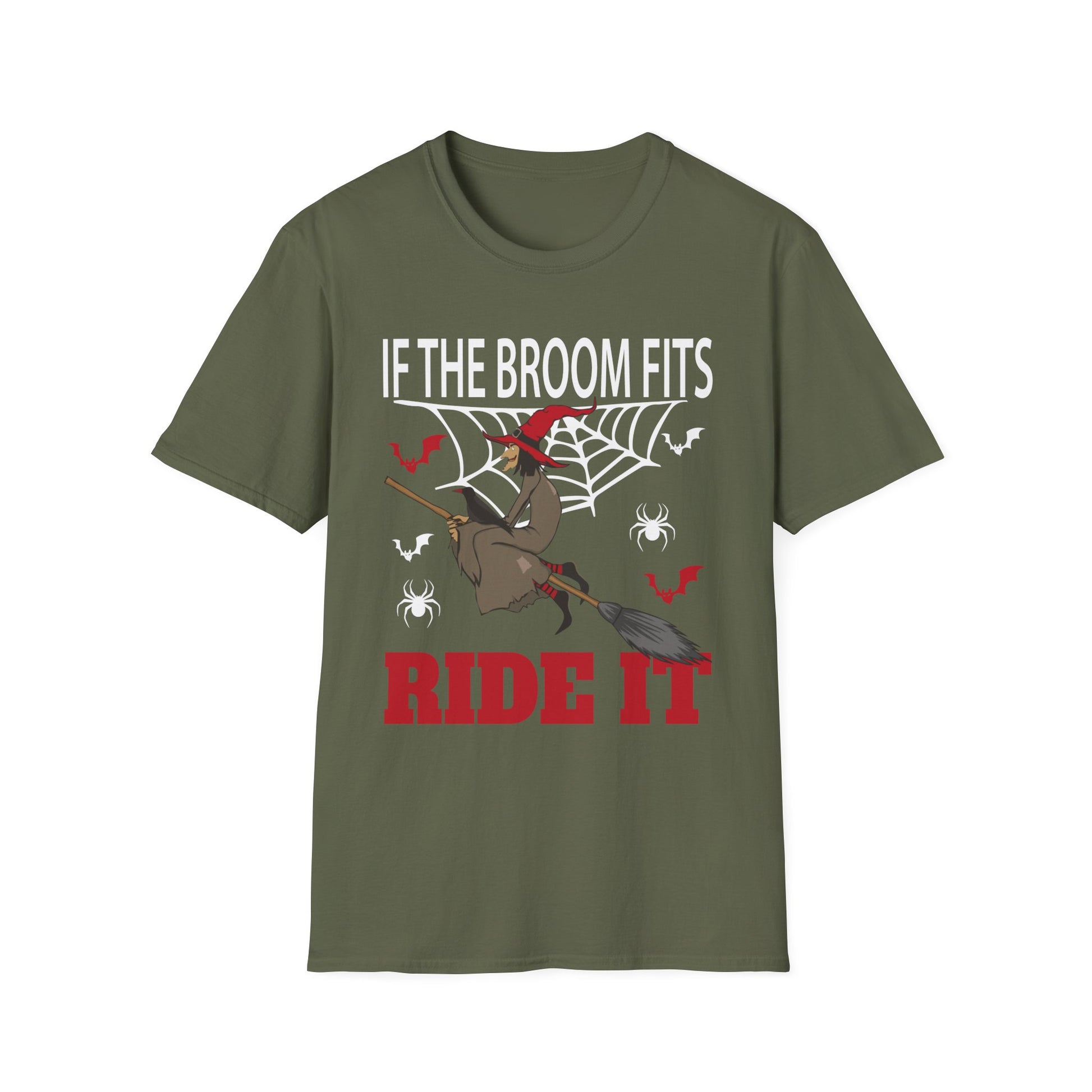 If The Broom Fits Ride It Halloween Outfit - Halloween Witch Tee Unisex Softstyle T-Shirt