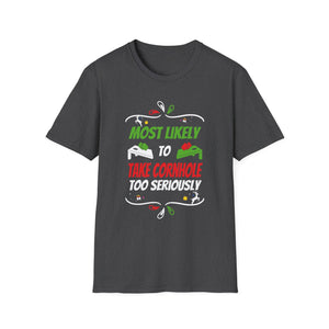 Most Likely To Take Cornhole Too Seriously Family Christmas T-Shirt