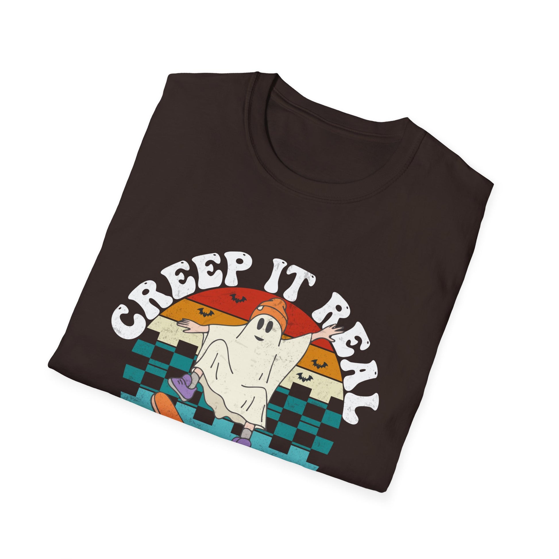 Creep It Real Skate Ghost T-Shirt — Retro Halloween Tee