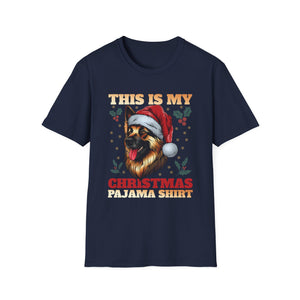 Christmas Pajama Shirt T‑Shirt – German Shepherd in Santa Hat (This Is My Christmas Pajama Shirt)