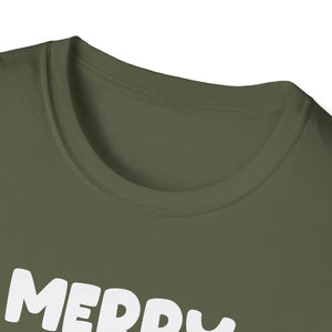 Merry Fishmas T-Shirt — Funny Christmas Fishing Shirt with Santa Hat Bass