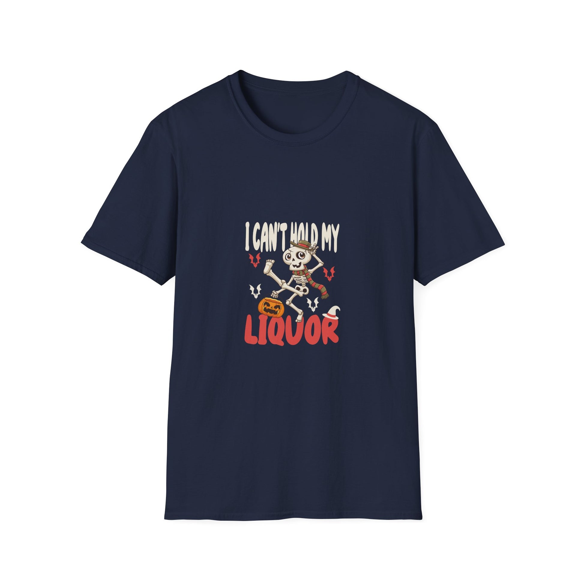 I Can't Hold My Liquor Halloween T-Shirt — Dancing Skeleton Pumpkin Party Tee