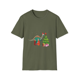Christmas Brachiosaurus Dinosaur eating a Christmas Tree Unisex T-Shirt