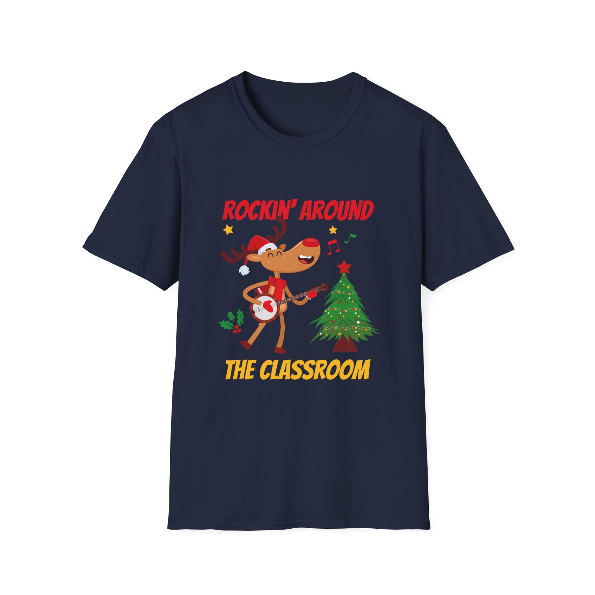Retro Groovy Teacher Christmas Rockin_ Around The Classroom T-Shirt