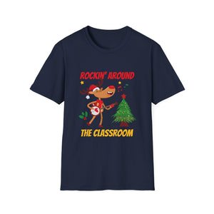 Retro Groovy Teacher Christmas Rockin_ Around The Classroom T-Shirt