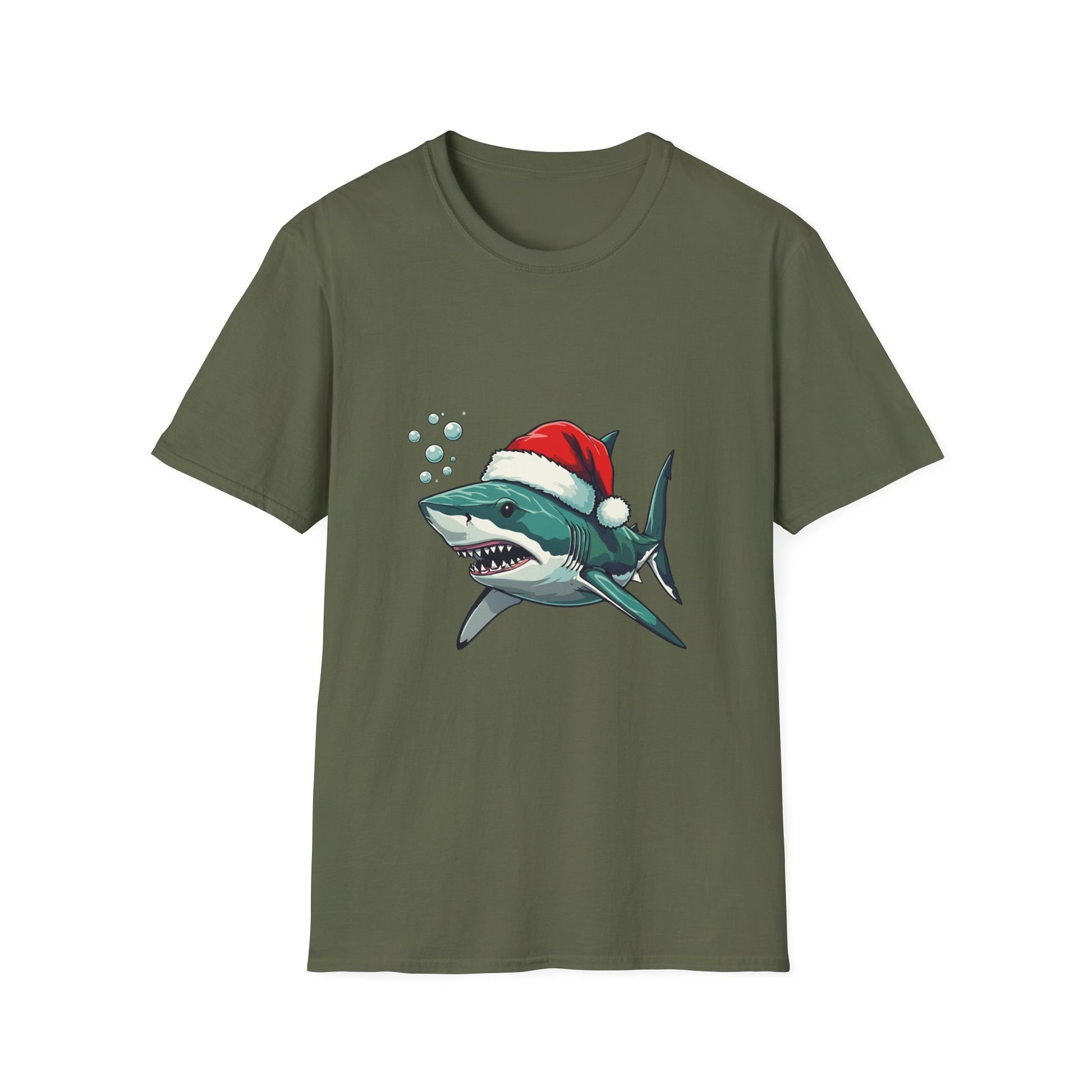 Christmas Shark T-Shirt — Festive Santa Hat Shark Graphic Tee
