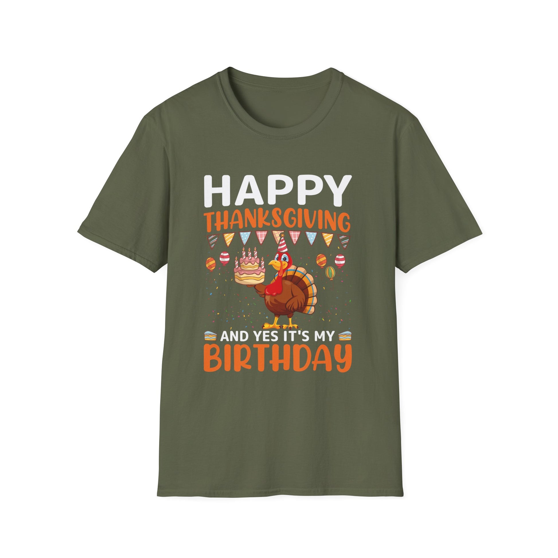 Thanksgiving Birthday T-Shirt — "Happy Thanksgiving and Yes It’s My Birthday" Turkey Tee