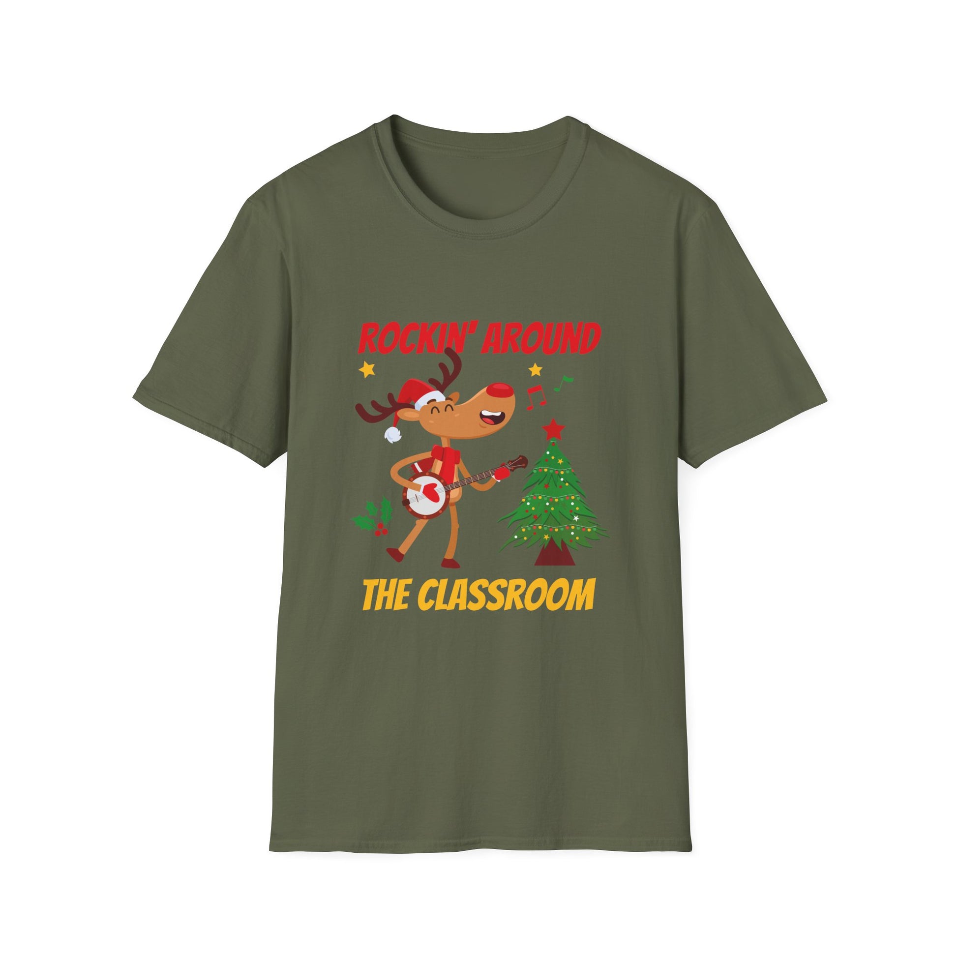 Retro Groovy Teacher Christmas Rockin_ Around The Classroom T-Shirt