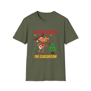 Retro Groovy Teacher Christmas Rockin_ Around The Classroom T-Shirt