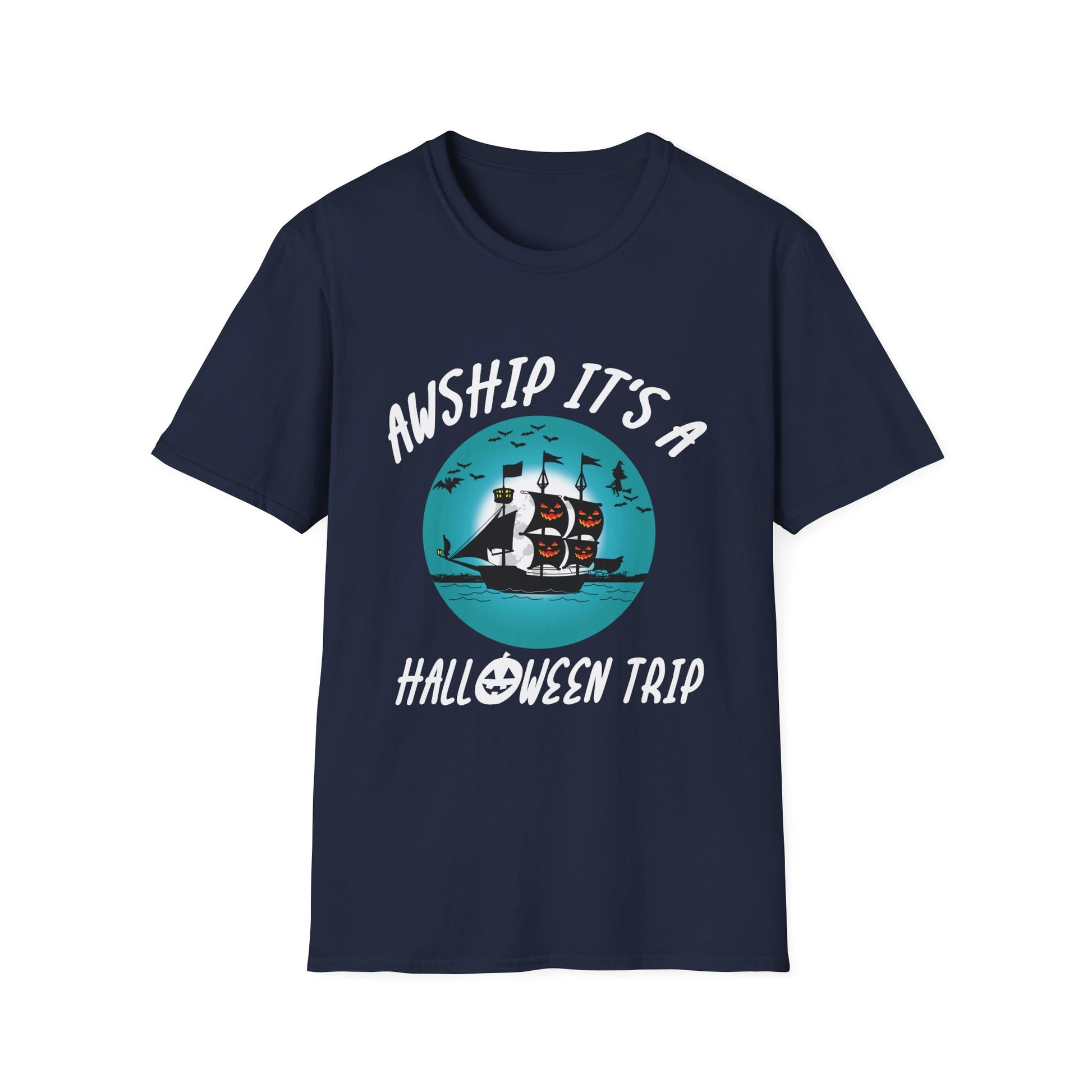 Halloween Pirate Ship Tee — "Awship It's a Halloween Trip" Graphic T-Shirt