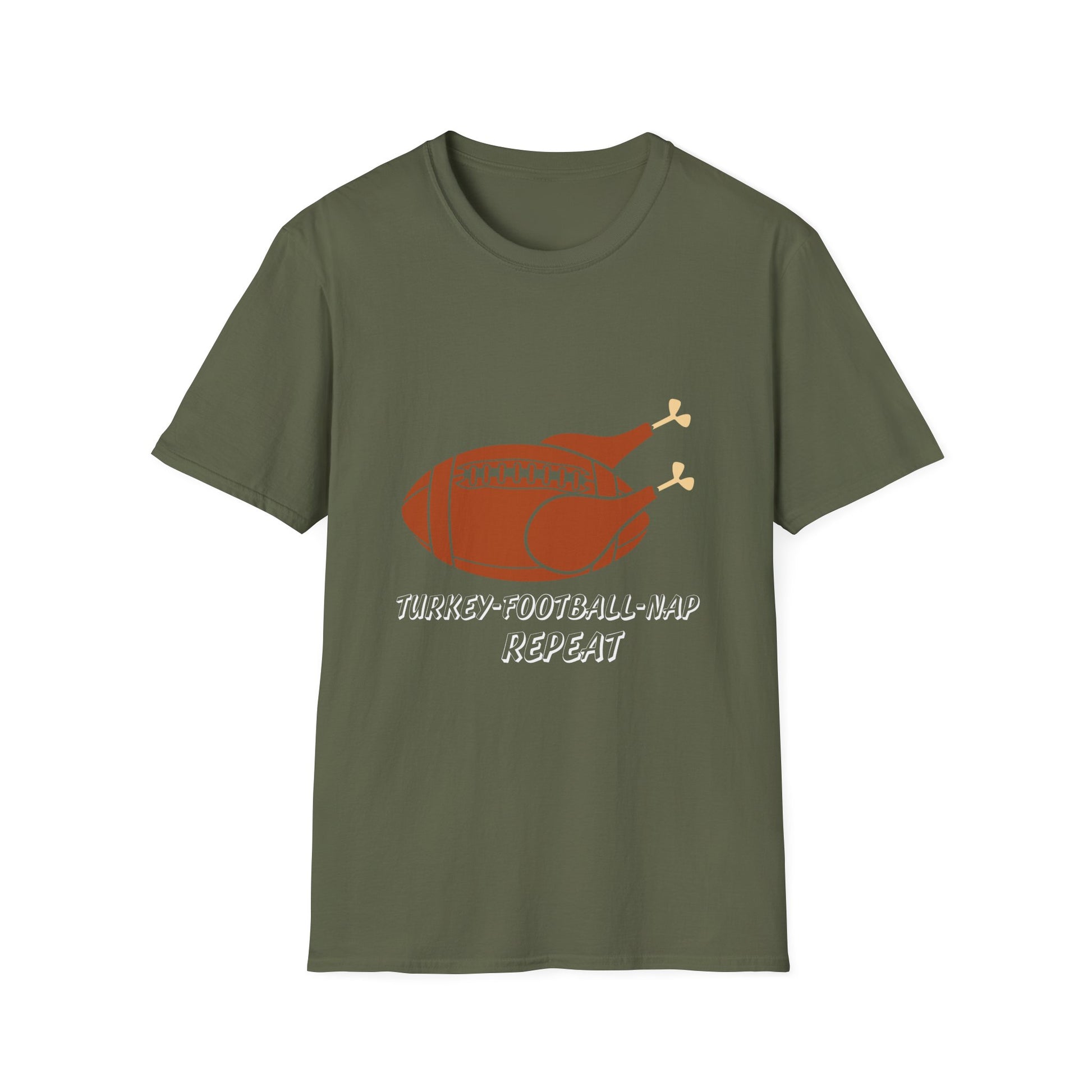 Turkey, Football, Nap, Repeat T-Shirt — Thanksgiving Game Day Tee