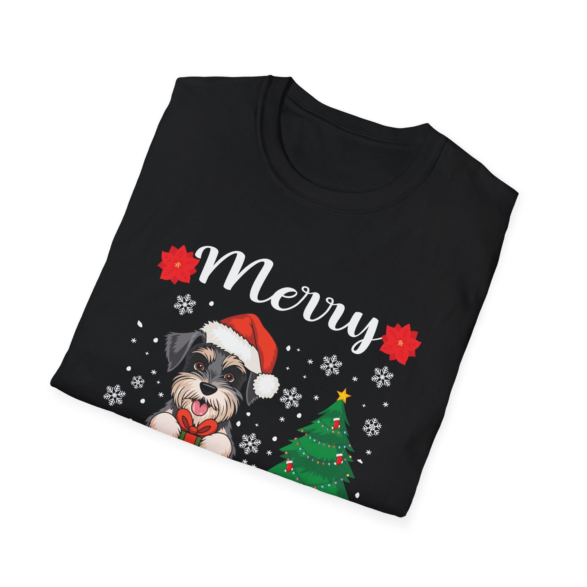 Miniature Schnauzer Merry Woofmas Christmas Dog Gift Unisex Softstyle T-Shirt