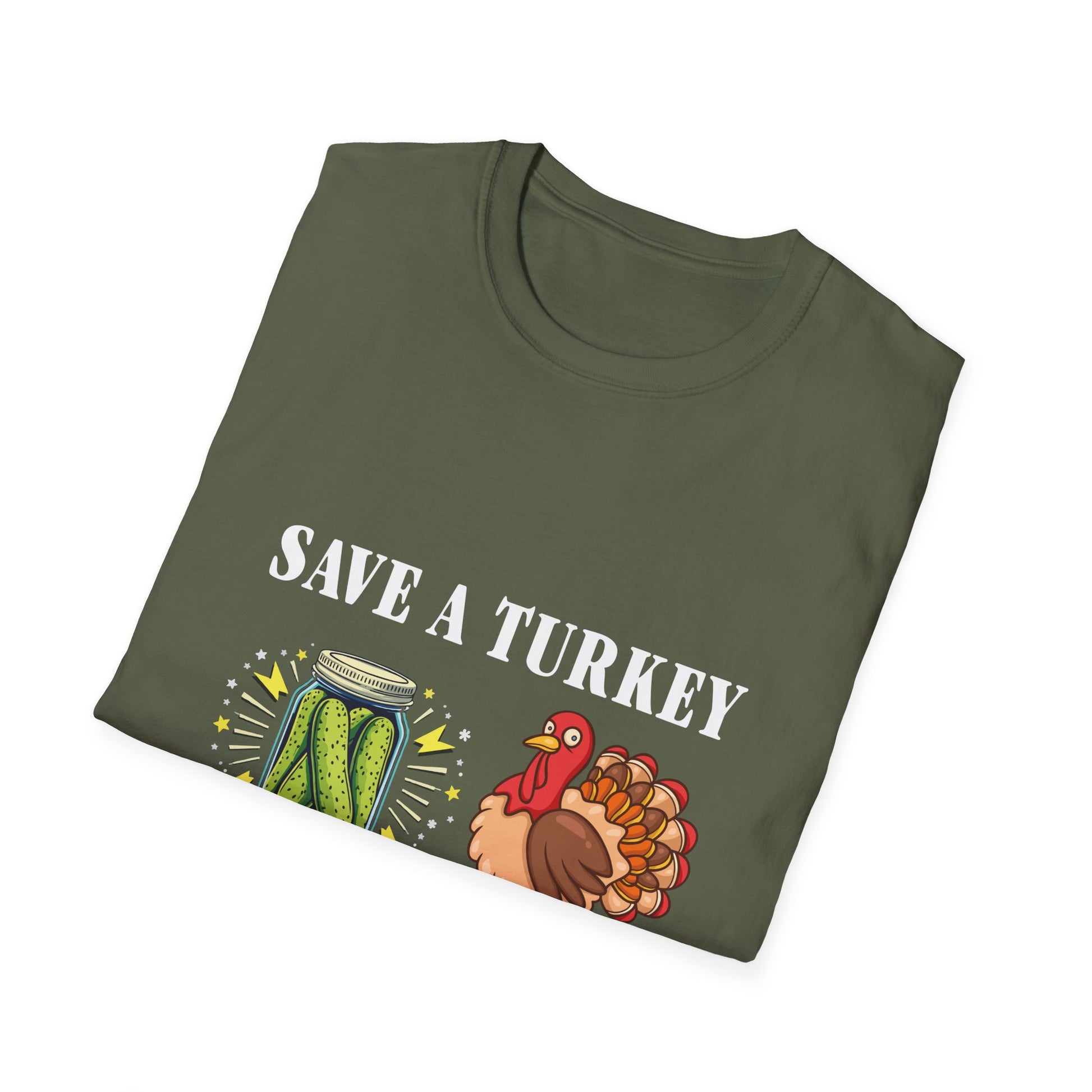 Save a Turkey Eat Pickles T-Shirt — Funny Thanksgiving Turkey & Pickle Graphic Tee