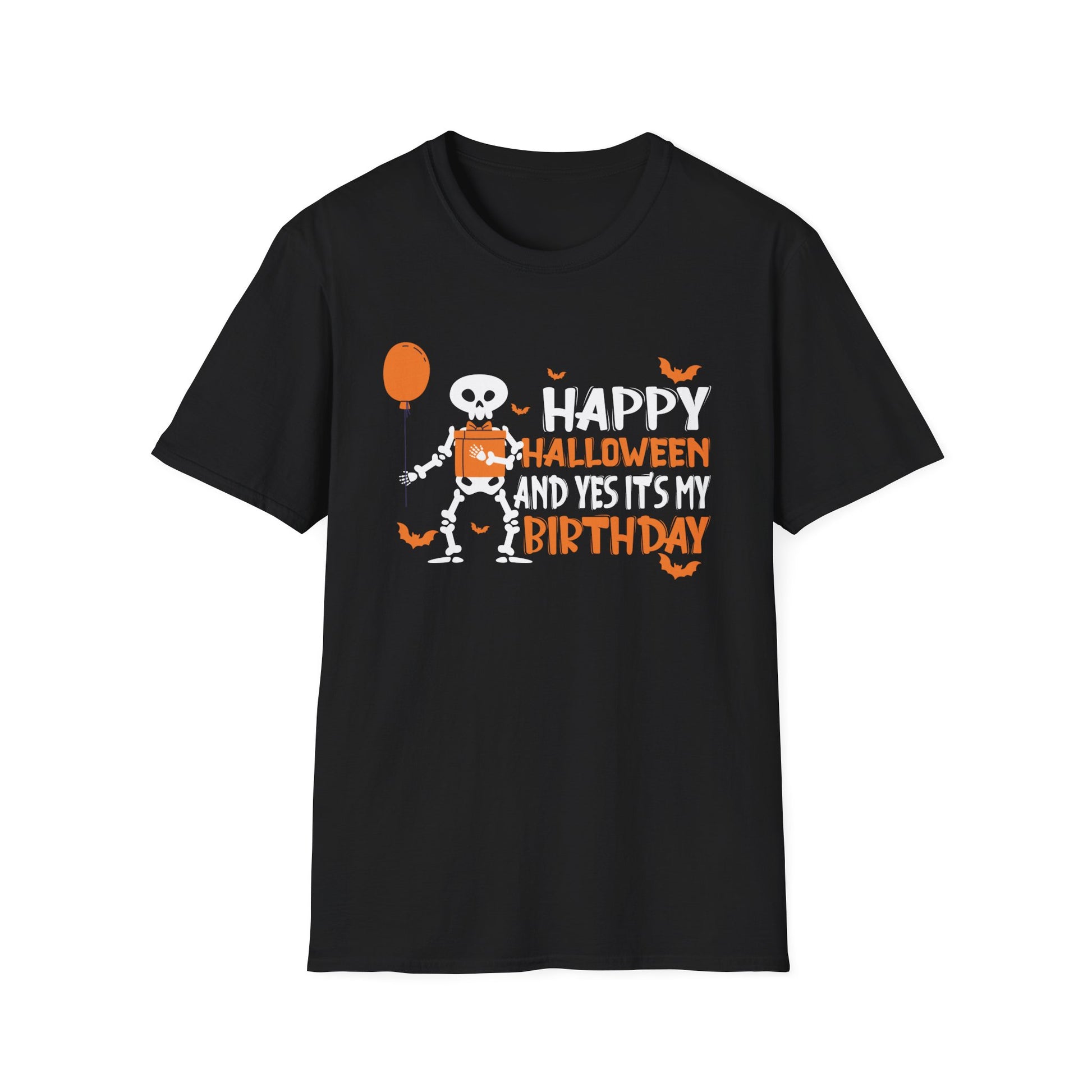 Happy Halloween And yes's my Birthday Skeleton Halloween Tee Unisex Softstyle T-Shirt