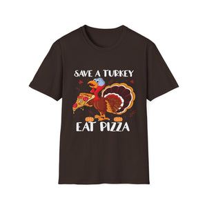 Save a Turkey Eat Pizza T-Shirt — Funny Thanksgiving Turkey Pizza Tee  Unisex T-Shirt