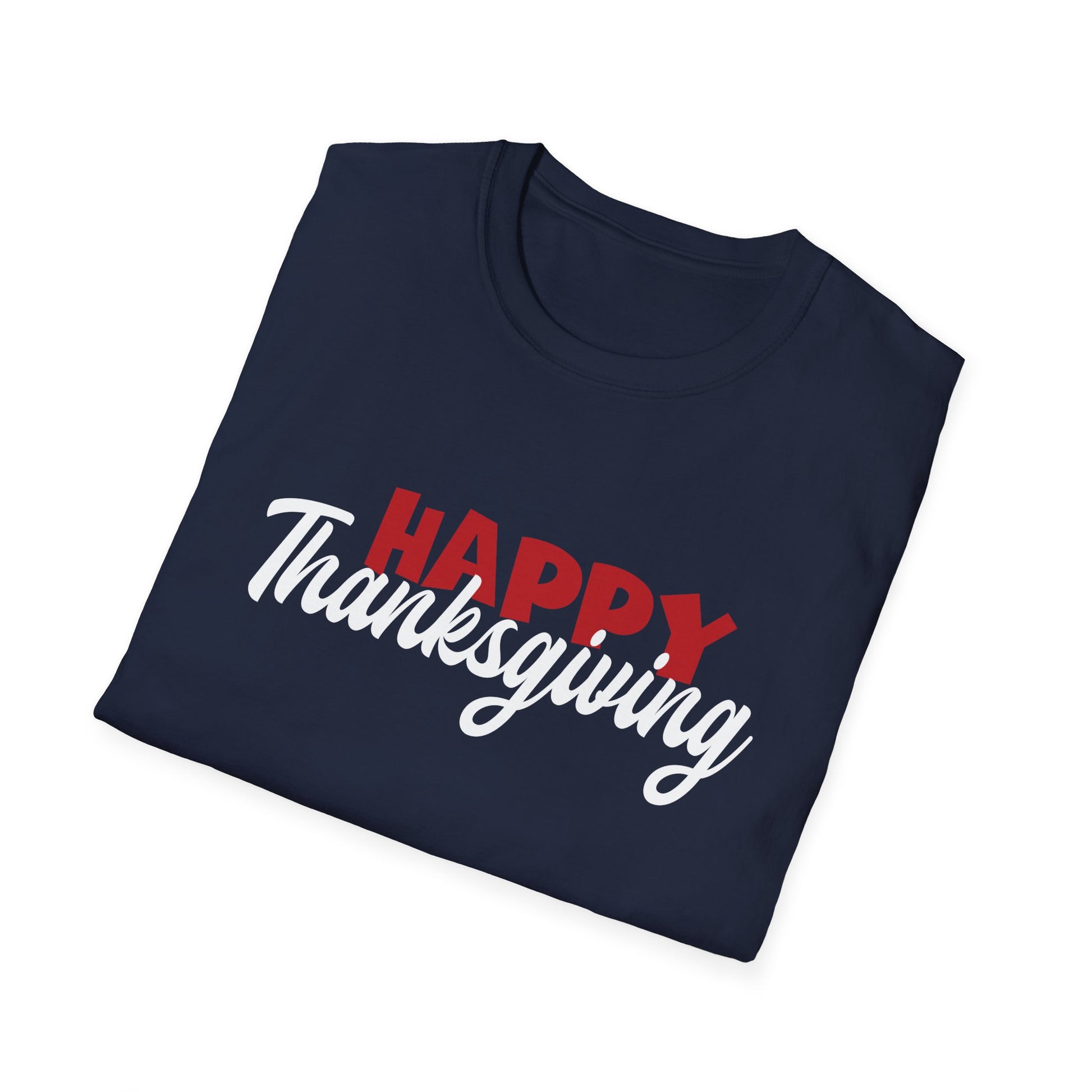 Thanksgiving T-Shirt — "Happy Thanksgiving" Script Holiday Tee