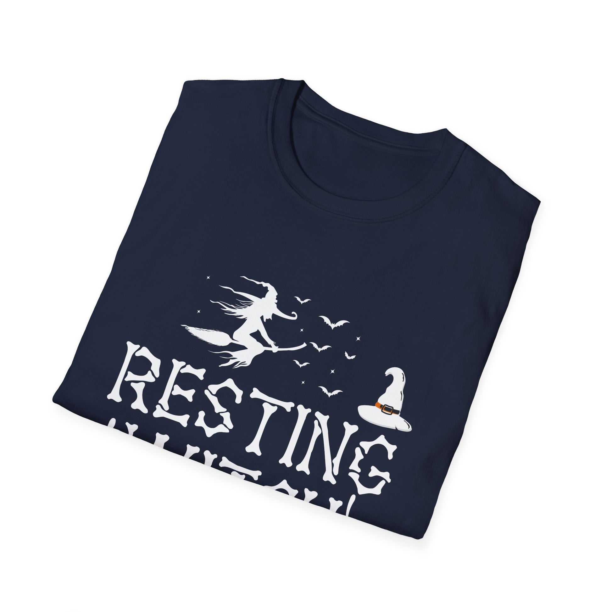 Women Girls Funny Halloween Resting Witch Face T-Shirt