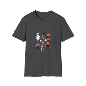 Kids Halloween Costume Characters T-Shirt — Cute Ghost, Witch, Vampire, Mummy & Pumpkin Design