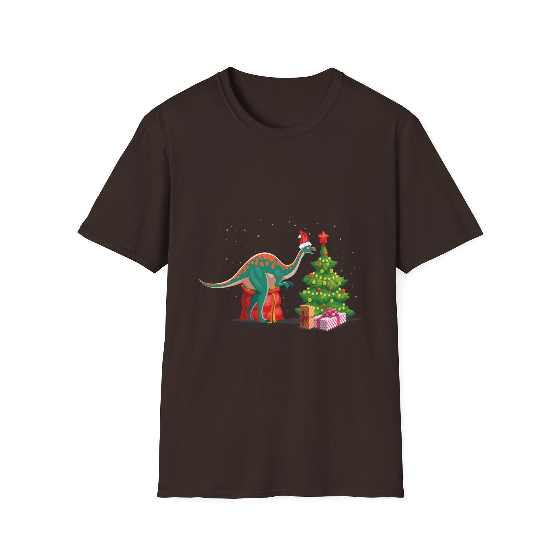 Christmas Brachiosaurus Dinosaur eating a Christmas Tree Unisex T-Shirt