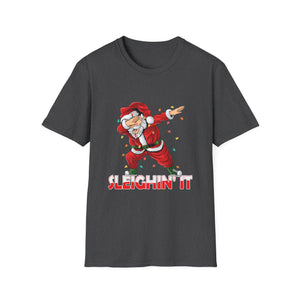 Sleighin It Dabbing Santa With Christmas Lights Christmas Unisex Softstyle T-Shirt