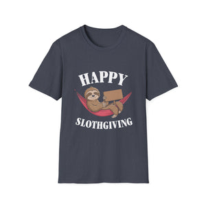 Happy Slothgiving T-Shirt — Cute Sloth Thanksgiving Graphic Tee  Unisex T-Shirt