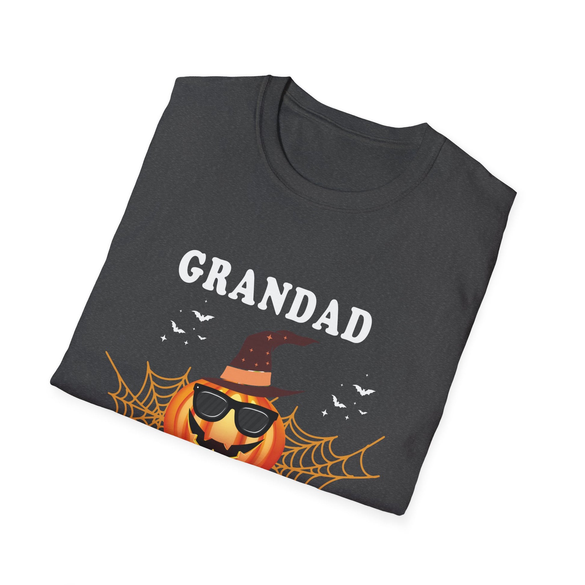 Grandad of the Patch Halloween T‑Shirt — Pumpkin Witch Hat & Spiderwebs Costume Tee