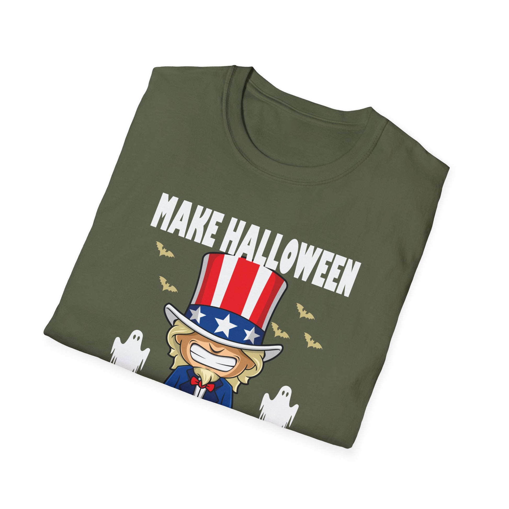 Make Halloween Scary Again T-Shirt — Patriotic Uncle Sam Cat Halloween Tee