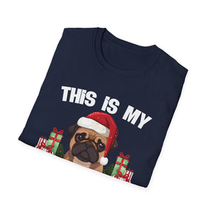 Christmas Pajama T‑Shirt — Cute Pug in Santa Hat Holiday Tee