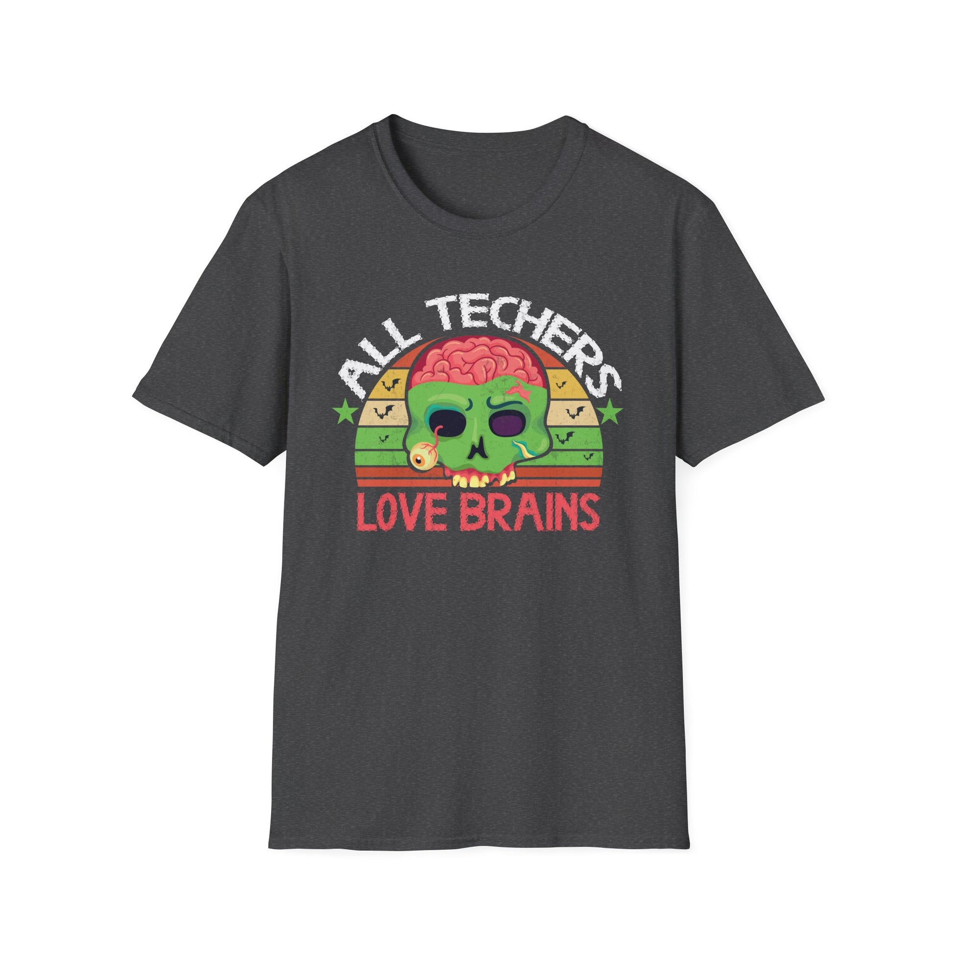 Teacher T-Shirt — "All Teachers Love Brains" Retro Zombie Education Tee