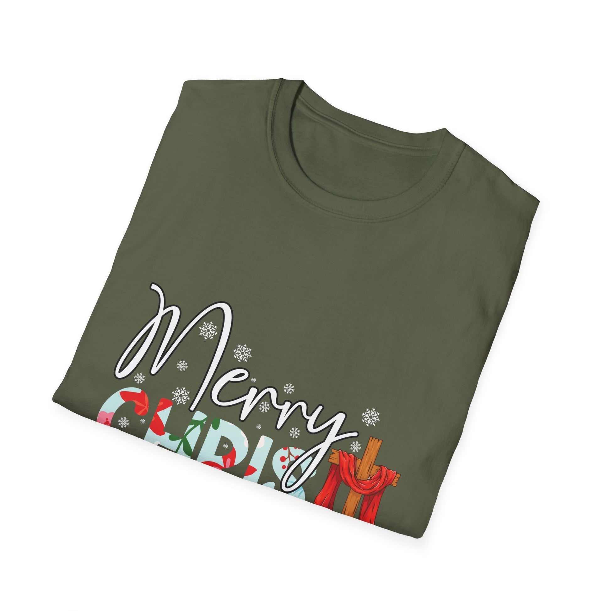 Merry Christmas Candy Cane Cross T-Shirt
