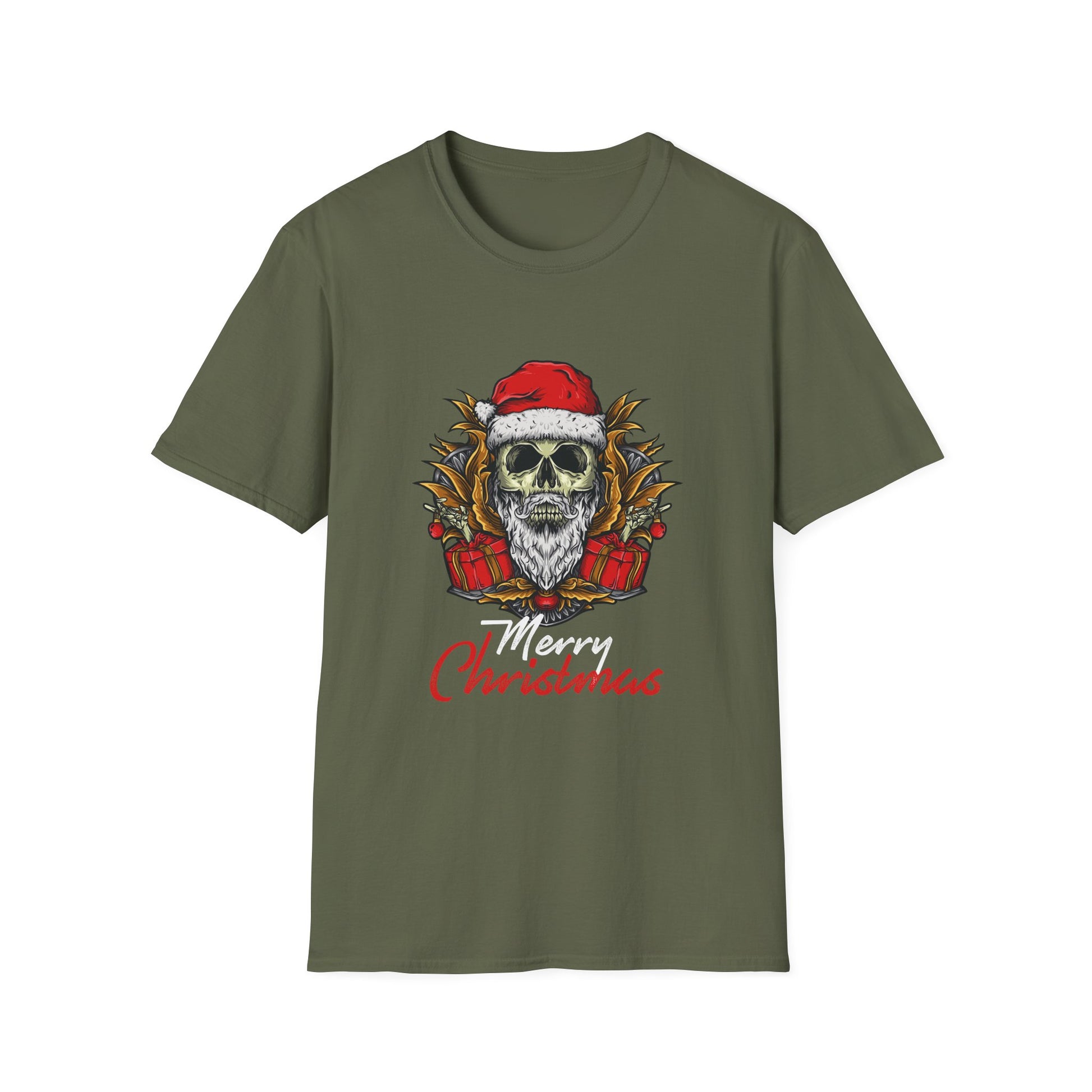Skull Santa T-Shirt — 'Merry Christmas' Gothic Holiday Tee
