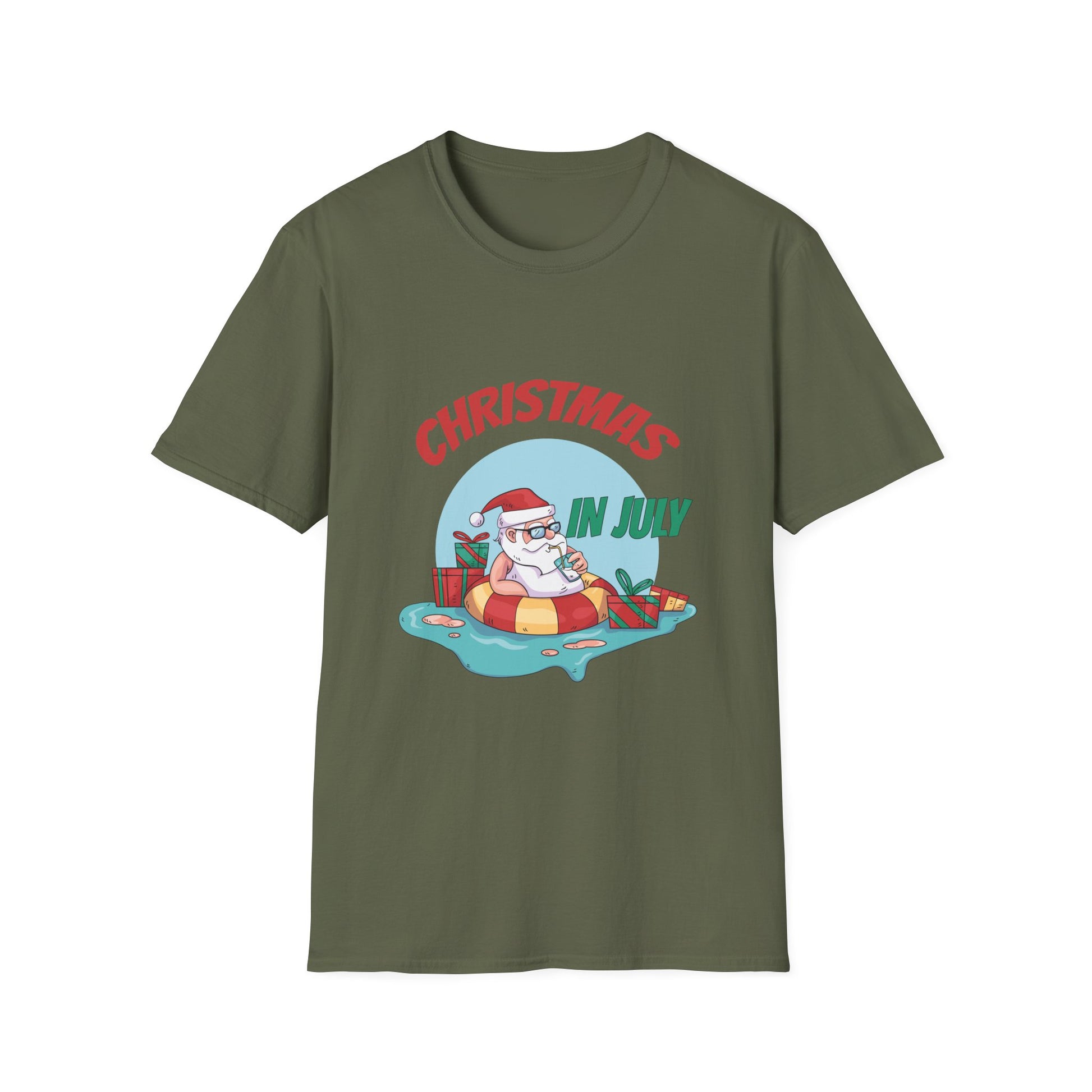 Christmas in July T-Shirt — Santa on Float Beach Summer Holiday Tee