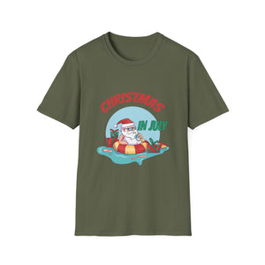 Christmas in July T-Shirt — Santa on Float Beach Summer Holiday Tee