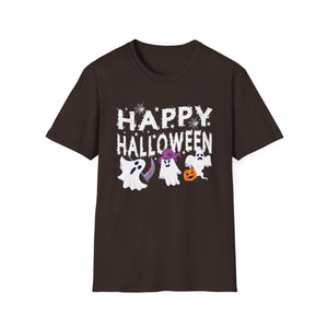 Happy Halloween Ghosts T-Shirt — Cute Spooky Graphic Tee for Halloween