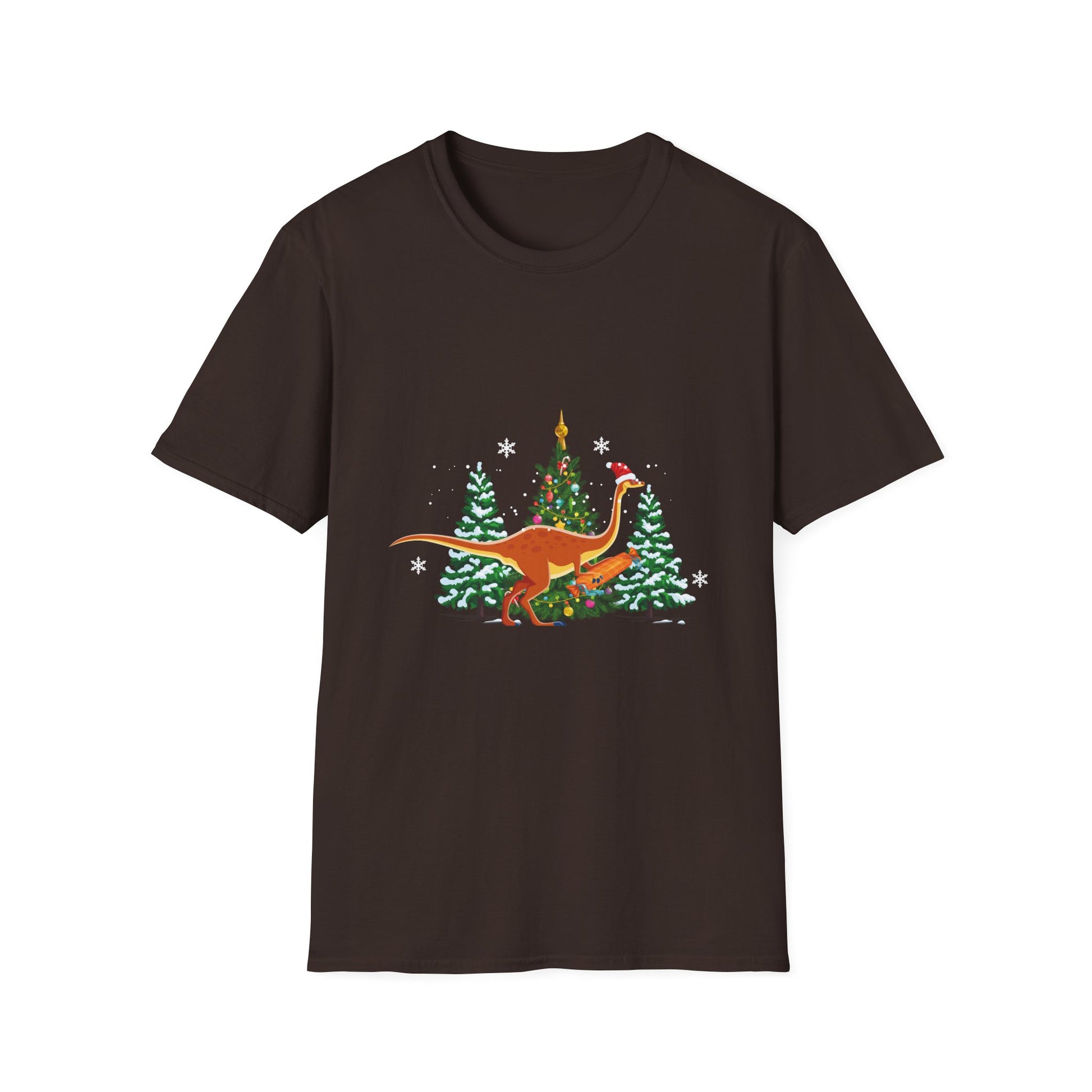 Christmas Brachiosaurus Dinosaur eating a Christmas Tree Unisex T-Shirt