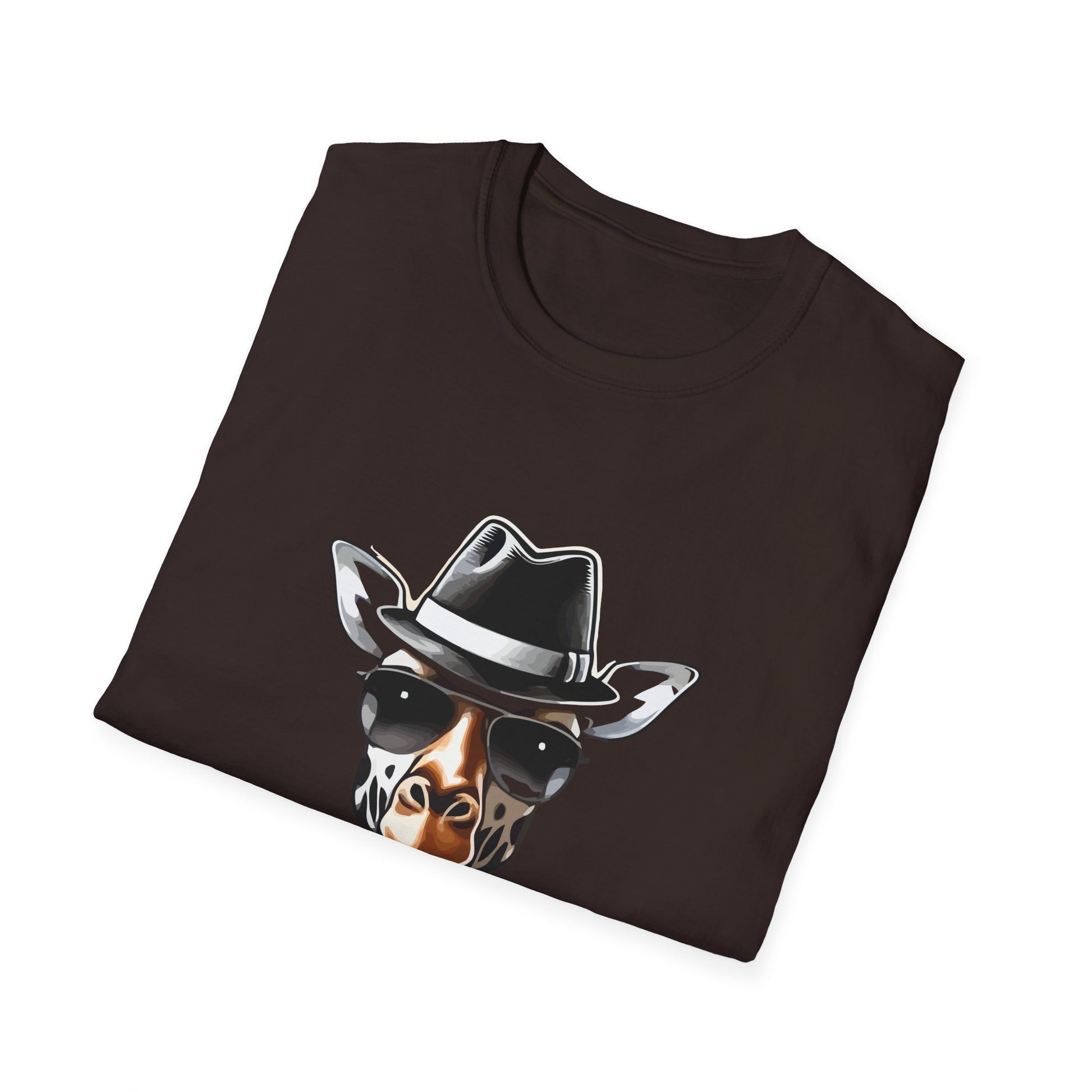 Cowboy Giraffe Graphic T-Shirt – Western Hat Giraffe with Red Rose Design  Unisex T-Shirt