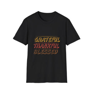 Grateful Thankful Blessed T-Shirt — Retro Fall Thanksgiving Tee  Unisex T-Shirt