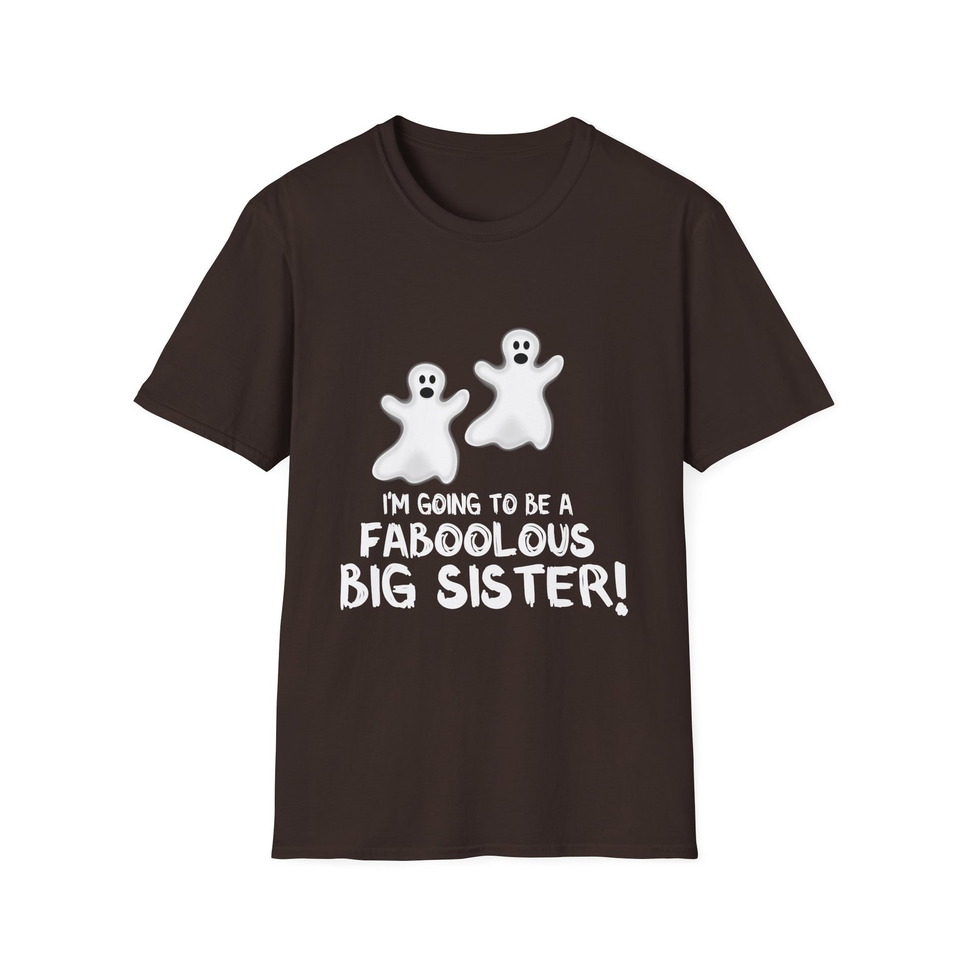 Big Sister Halloween T-Shirt - "I'm Going to be a Faboolous Big Sister!" Ghost Pregnancy Announcement Tee