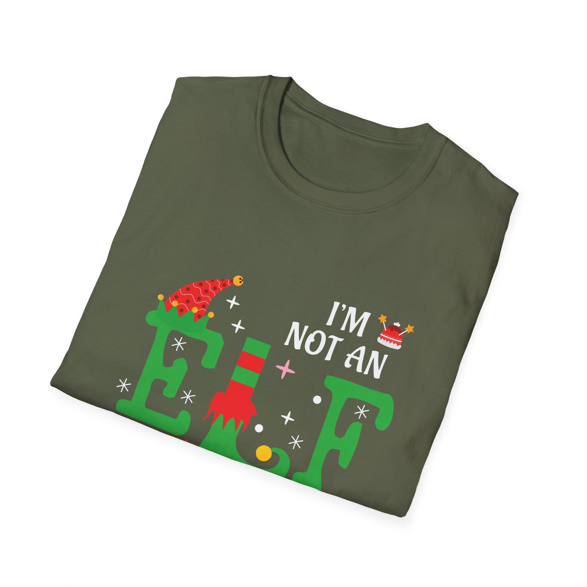 Elf Short Funny Christmas T-Shirt – "I'm Not an Elf I'm Just Short" Holiday Tee