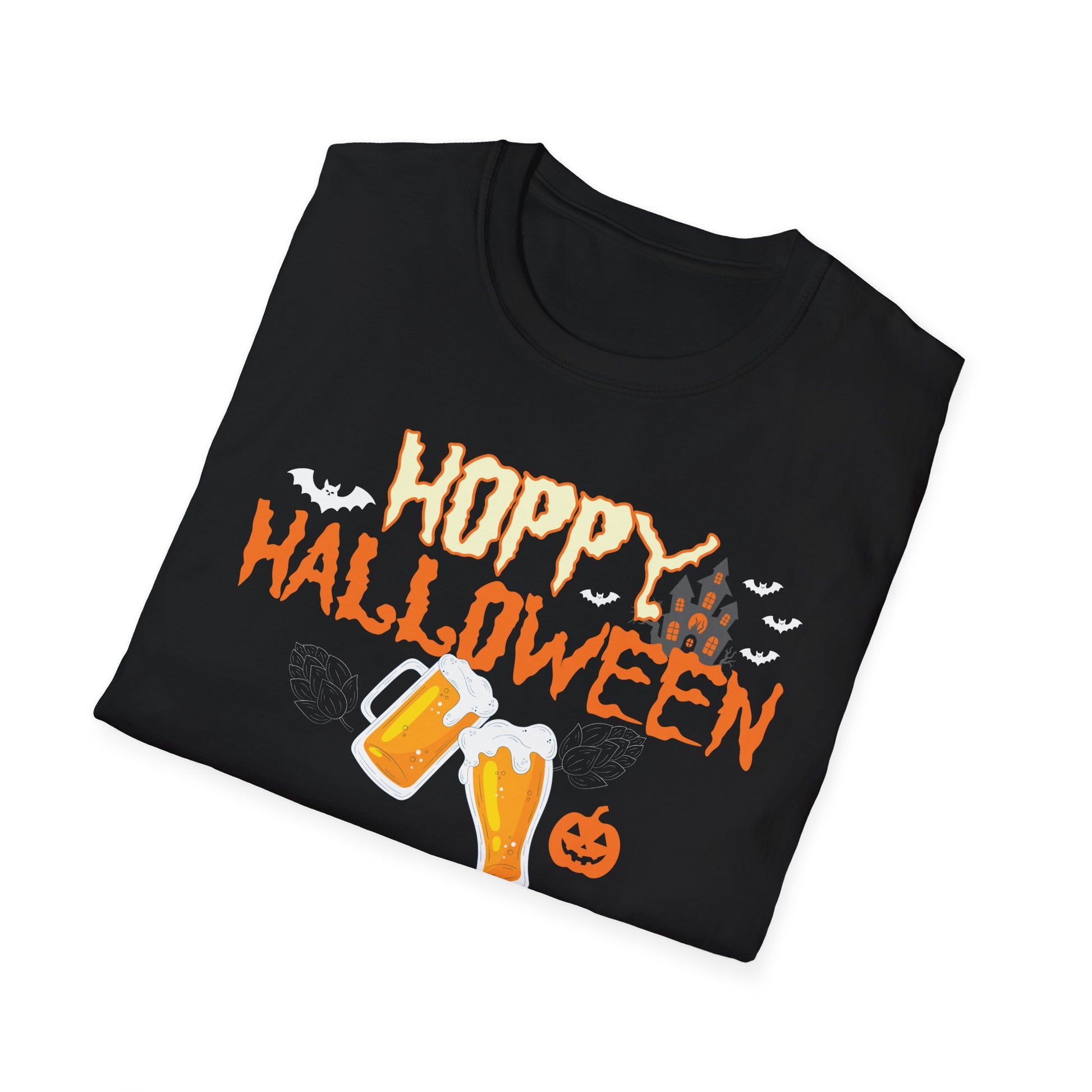 Hoppy Halloween T-Shirt — Beer Cheers Pumpkin Graphic Tee for Halloween Party